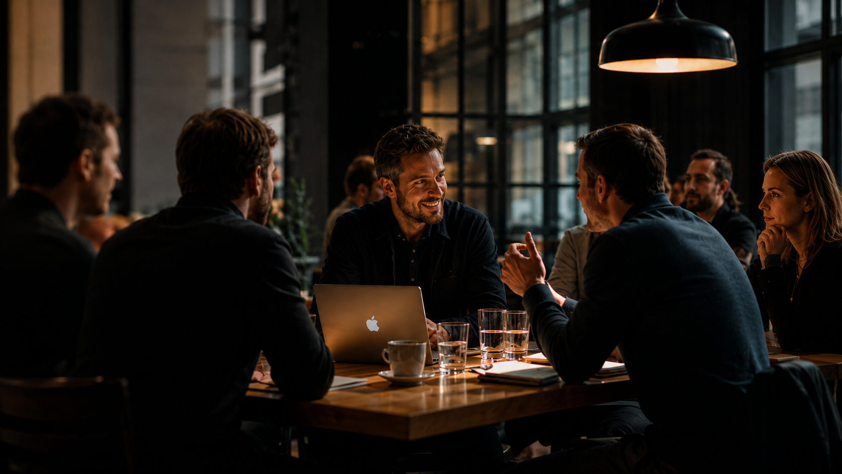 Founders and operators in conversation around a table